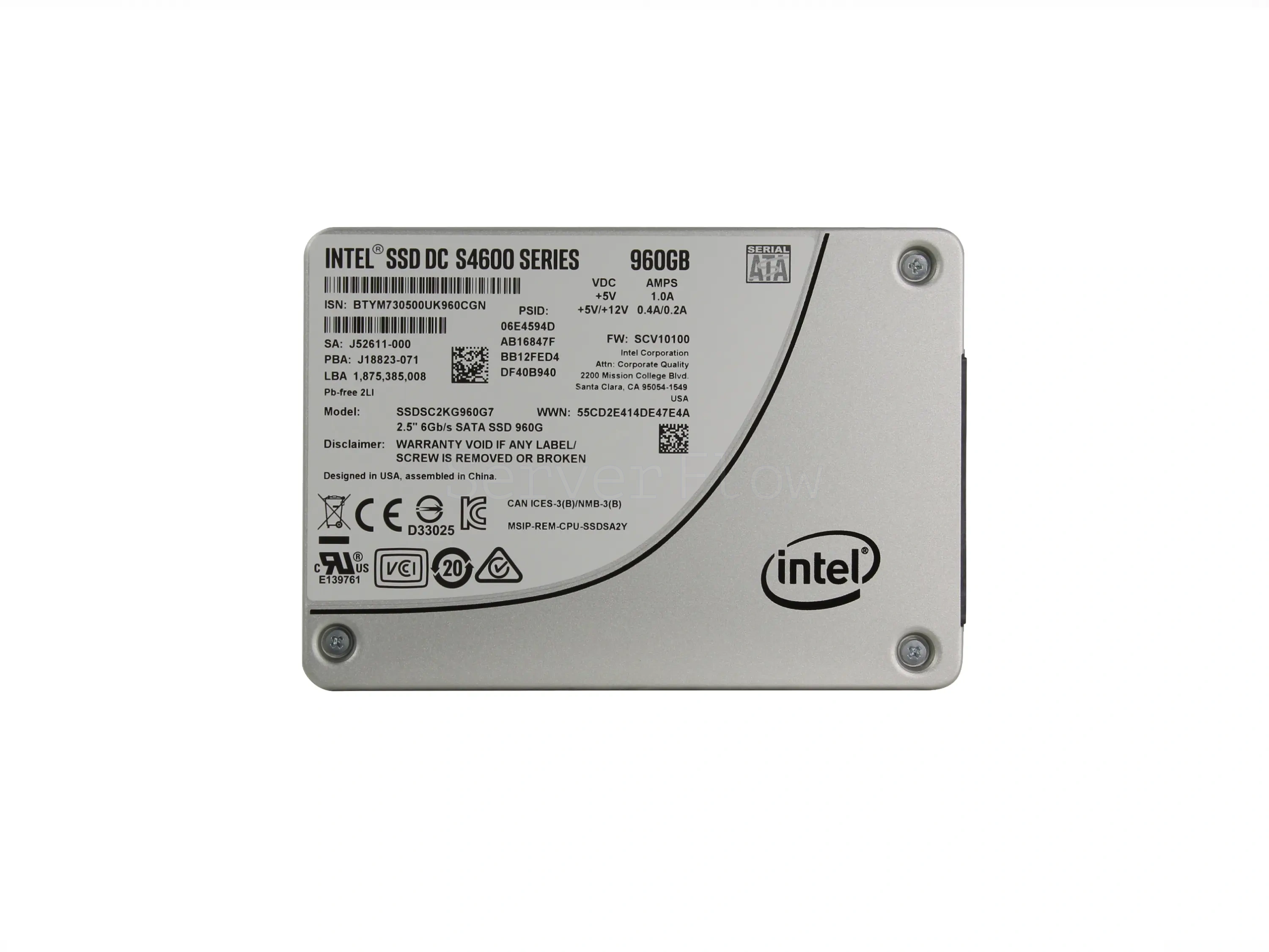 SSD-накопитель Intel DC S4600 960GB 2.5" SATA 6Gb/s [SSDSC2KG960G701]