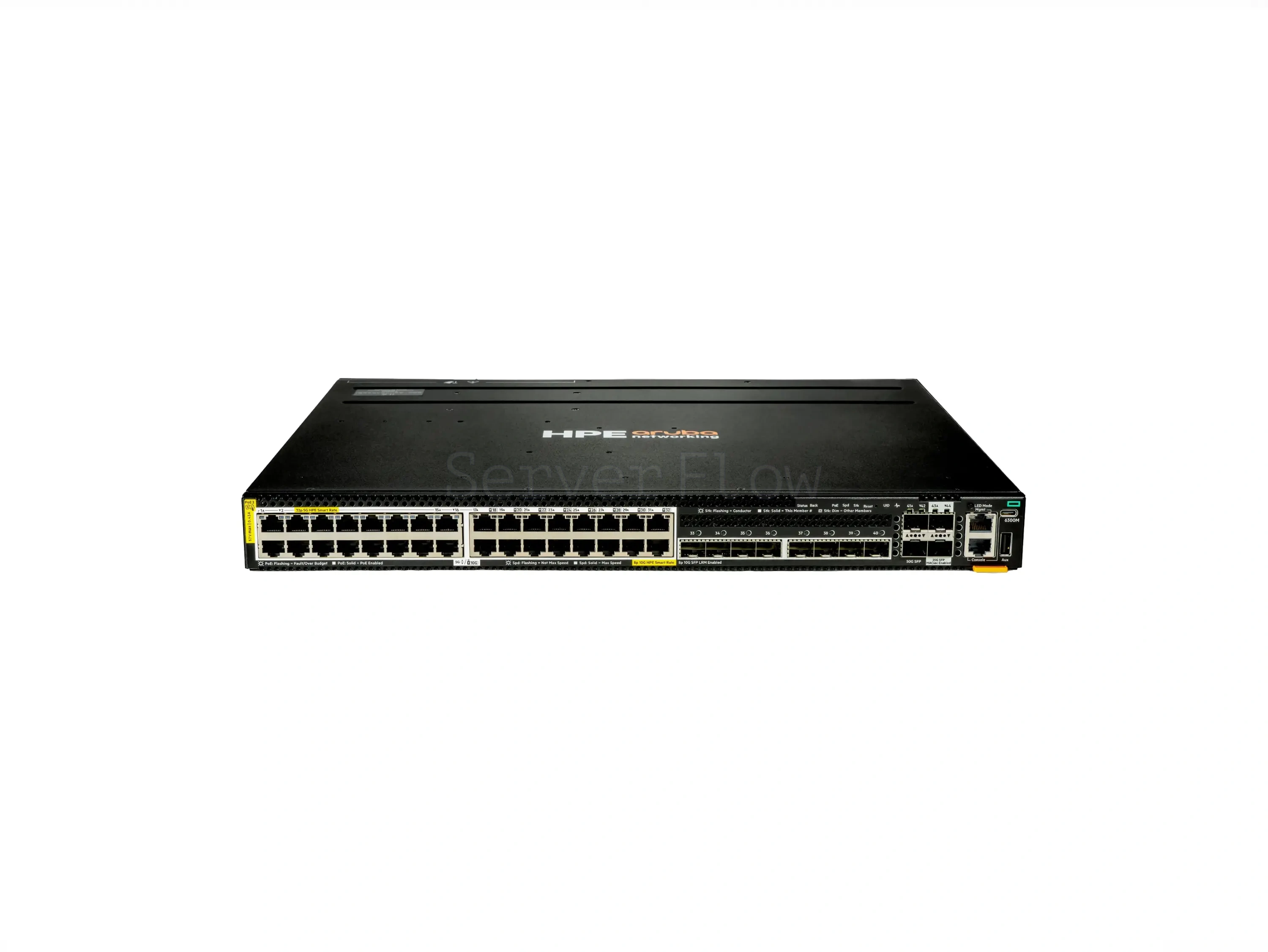 Коммутатор HPE Aruba CX 6300M 32SR5 Class8 PoE 8SFP+ LRM MACsec (32x RJ-45 5 Гбит/с, 8x SFP+ 10 Гбит/с) [S4P42A]