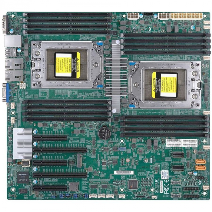 Материнская плата Supermicro H11DSI-NT(Rev2.0)(EATX, 2x CPU 7001/7002, 16DIMM, 2x PCI-E x16, 1x M2, 2x 10GBe RJ45, 10x SATA3, IPMI 2.0)