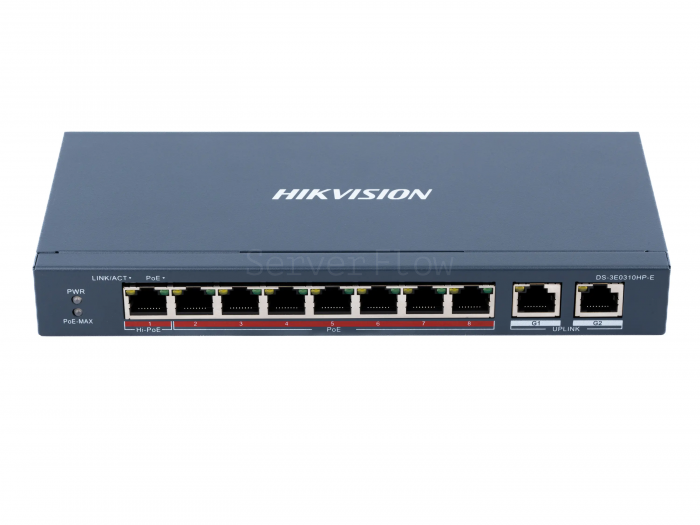 Коммутатор Hikvision DS-3E0310HP-E (8x RJ45 100 Мбит/c PoE, 2x RJ45 1 Гбит/с)