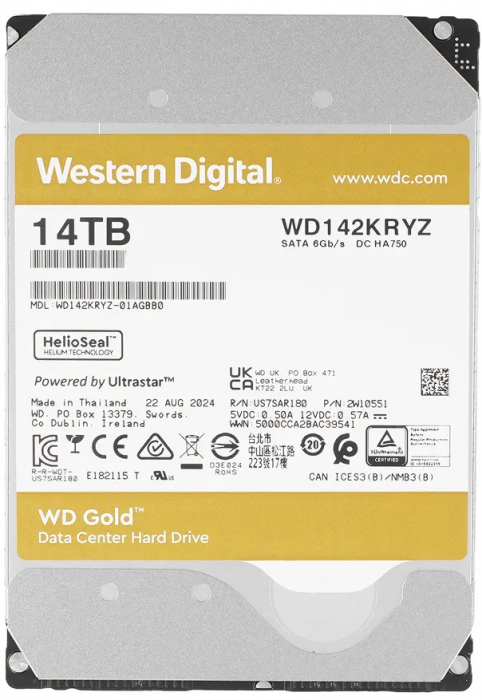 Жесткий диск WD Gold Enterprise 14TB 3.5" SATA 6GB/s [WD142KRYZ]