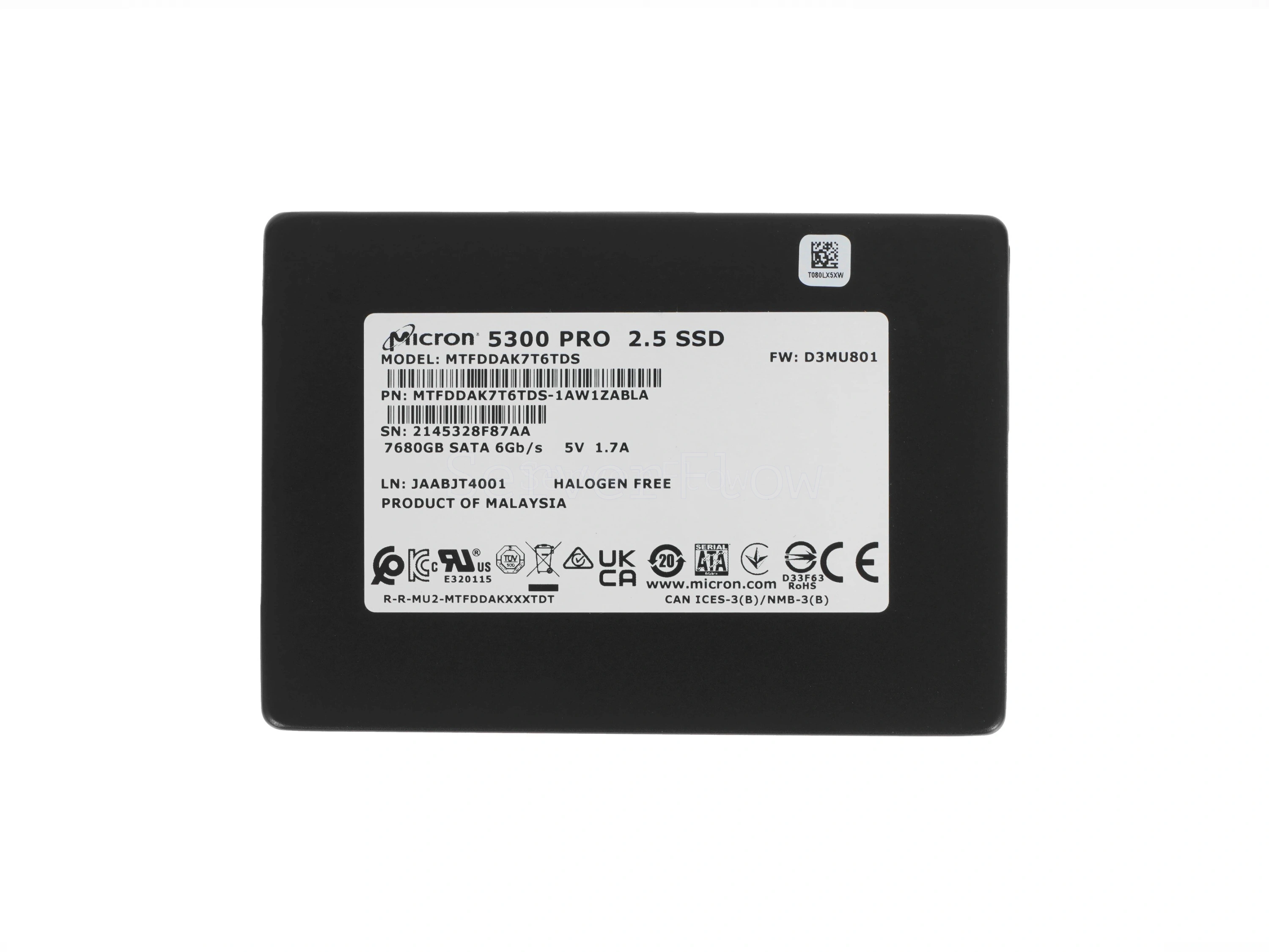 SSD-накопитель Micron 5300 PRO 7.68TB 2.5" 6Gb/s [MTFDDAK7T6TDS]