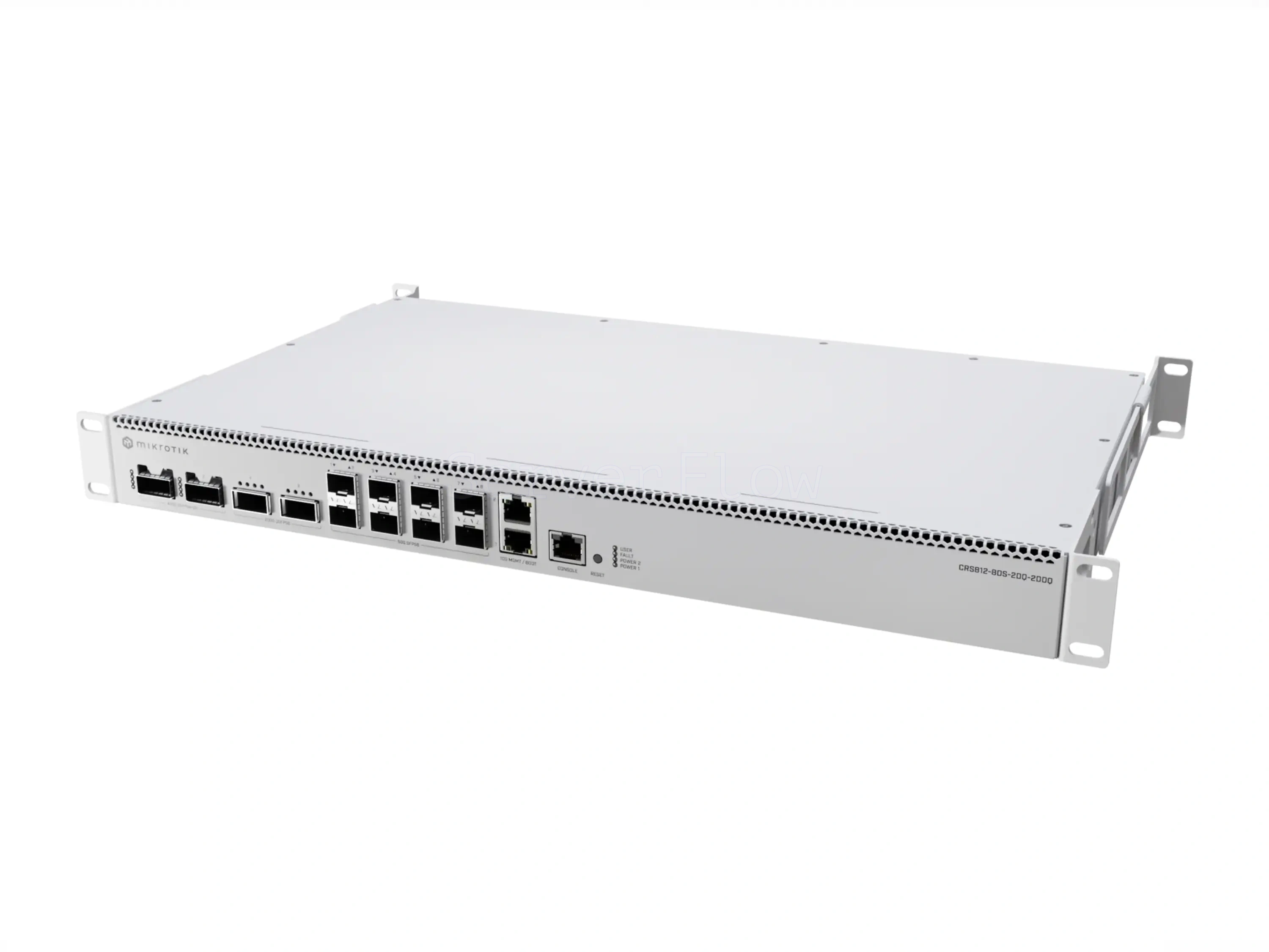 Коммутатор MikroTik CRS812 DDQ (2x RJ45 10 Гбит/с, 8x SFP56 50 Гбит/с, 2x QSFP56 200 Гбит/с, 2x QSFP56-DD 400 Гбит/с)