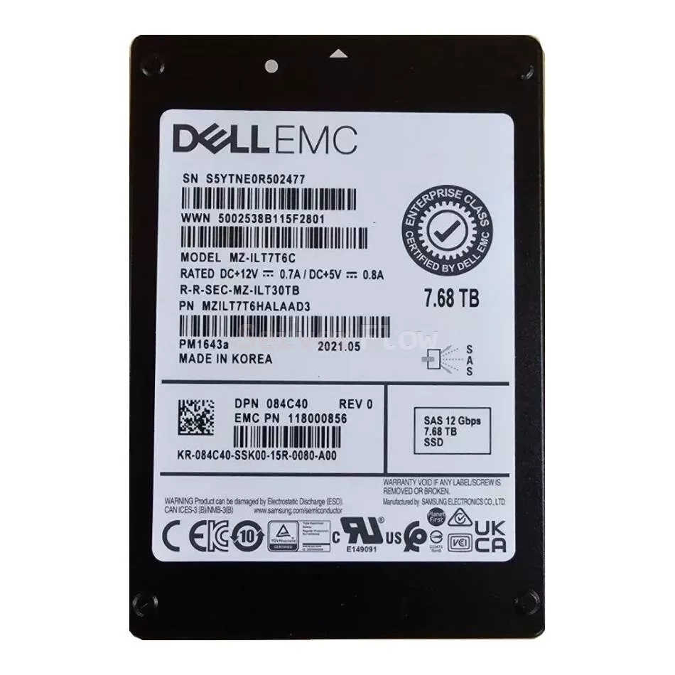 Серверный SSD Samsung (DELL) PM1643a SAS 12gb/s 7.68TB