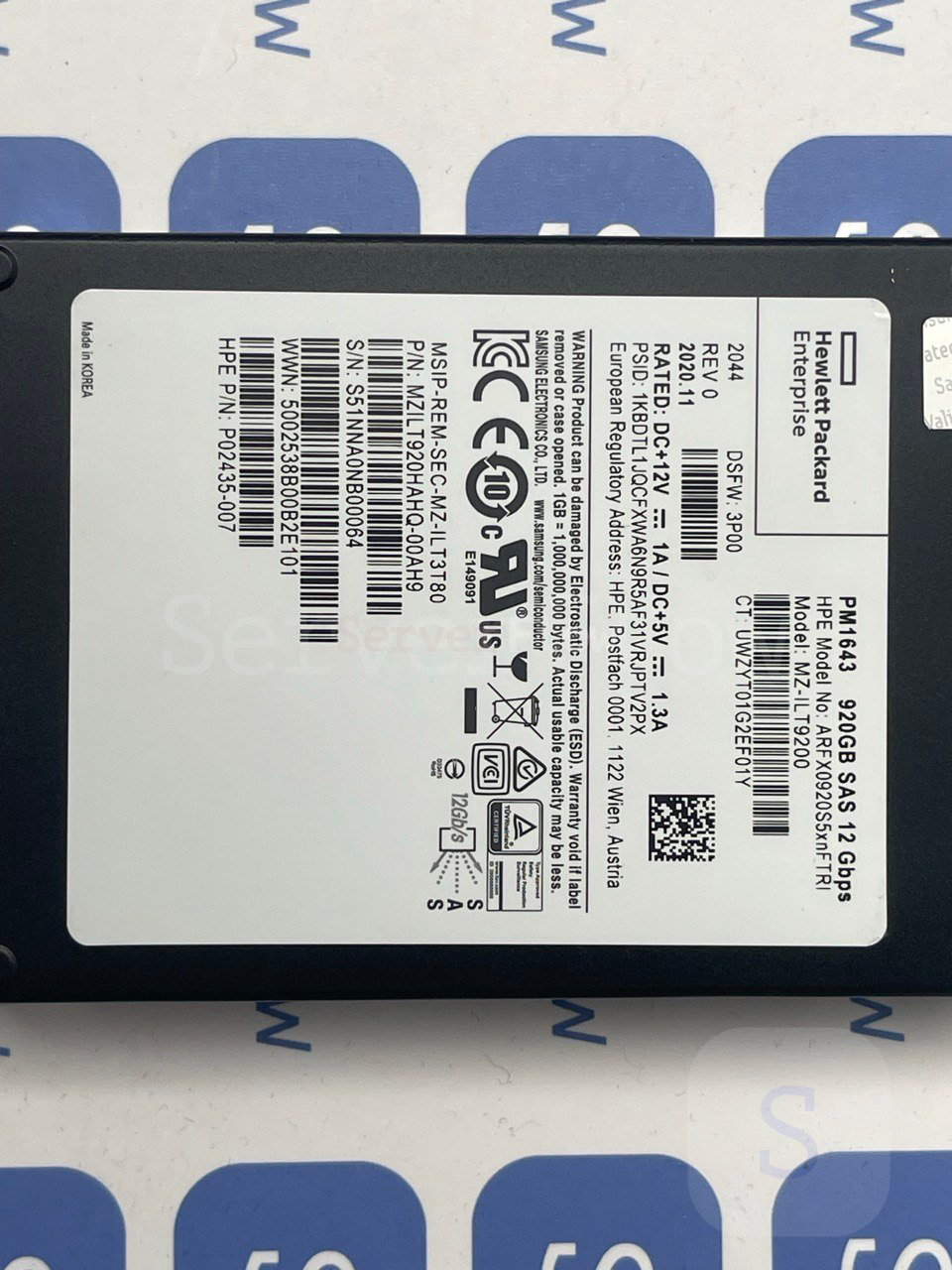 SSD-накопитель HPE Samsung PM1643 (MZ-1LT9200) 920GB 1 DWPD (НОВЫЕ)