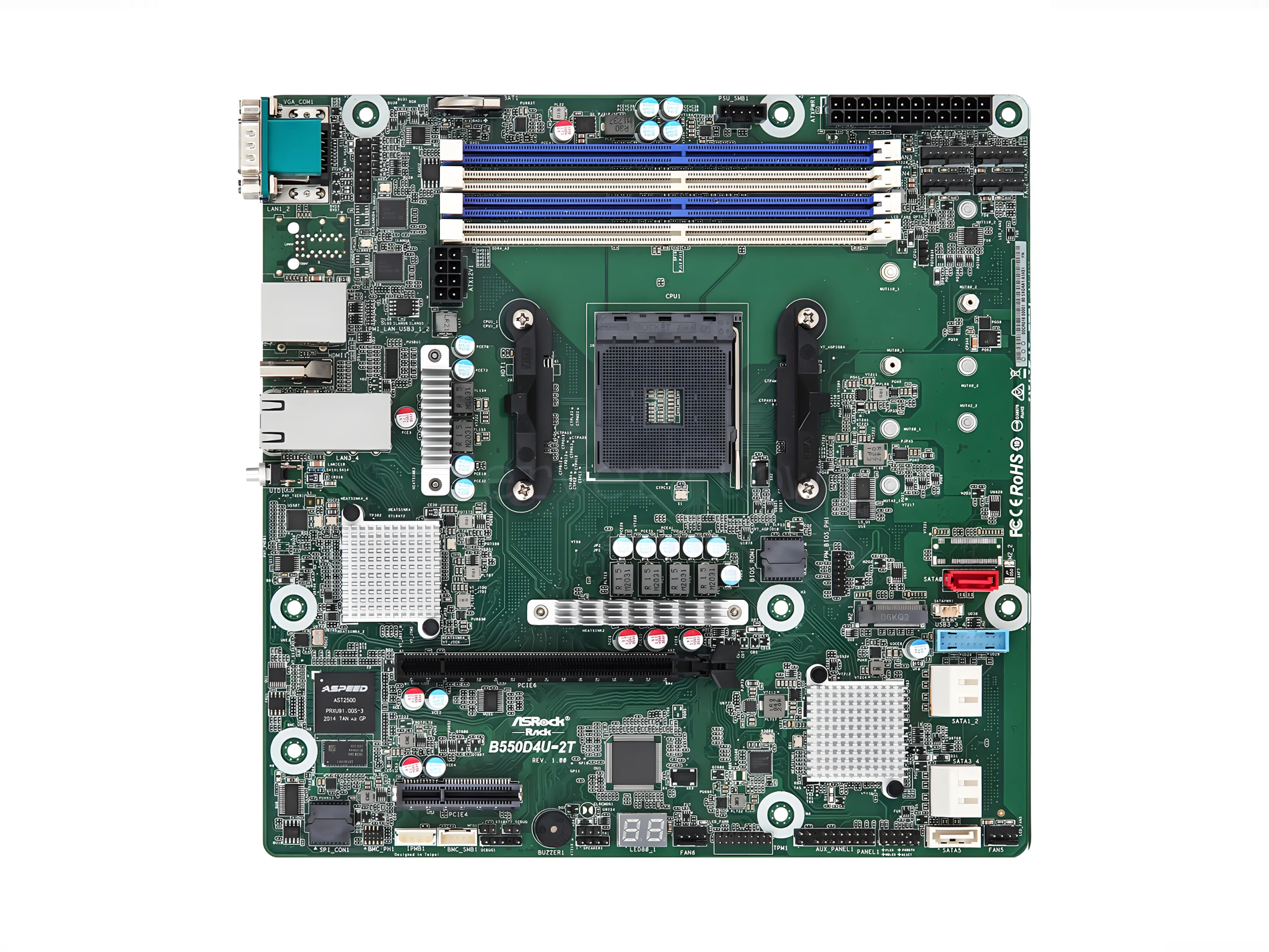 Материнская плата ASRock B550D4U-2T (Micro-ATX, AM4, 4 DIMM)