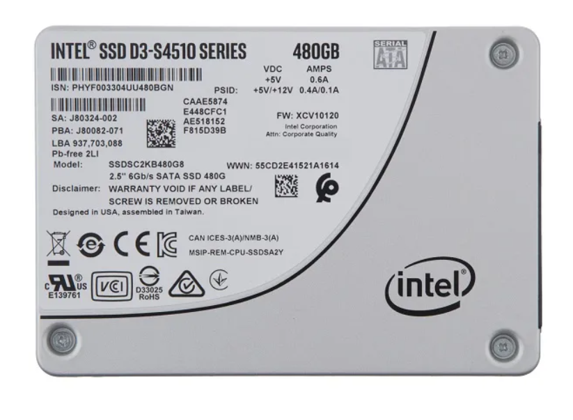 SSD диск Intel S4510 480gb 2.5" 6gb/s 3 DWPD (SSDSC2KB4801G8001)