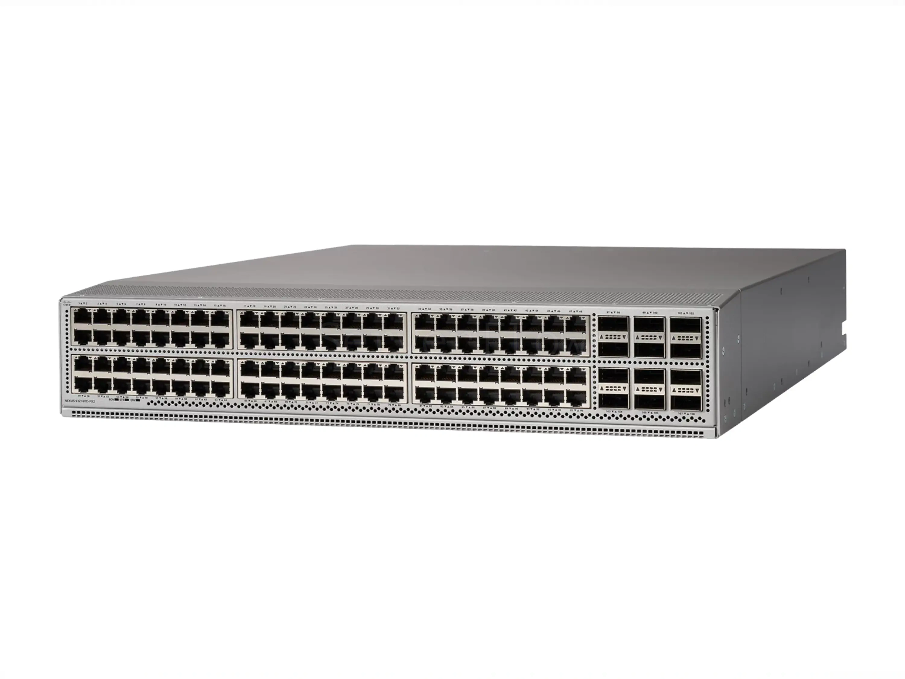 Коммутатор Cisco Nexus N9K-C93216TC-FX2 (96x RJ45 0.1/1/10 Гбит/с, 12x QSFP28 100 Гбит/с) - PI
