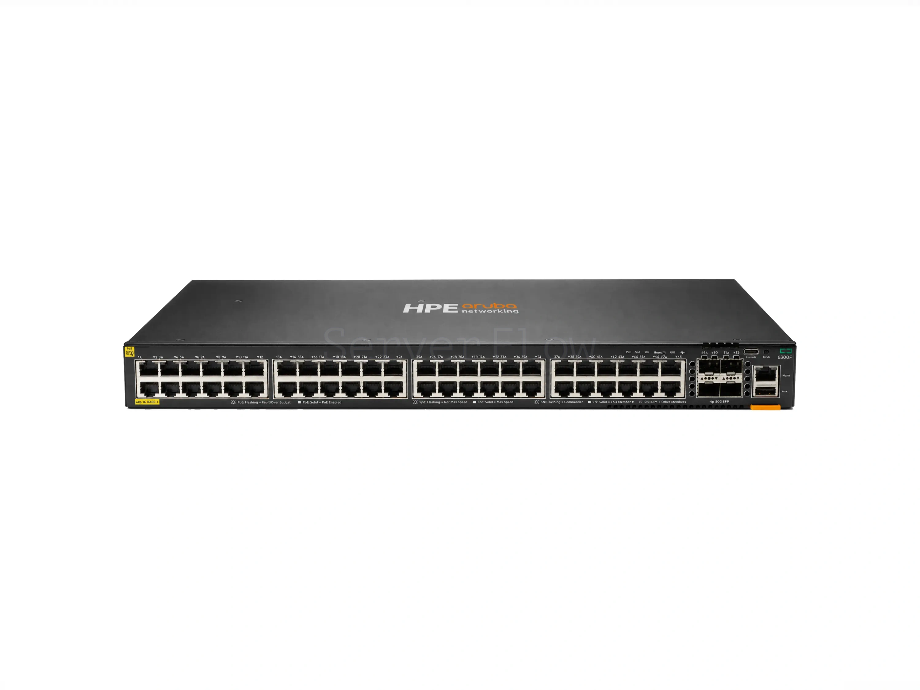 Коммутатор HPE Aruba CX 6300F 48G Class4 PoE 4SFP56 (48x RJ-45 1 Гбит/с, 4x SFP56 50 Гбит/с) [JL665A]