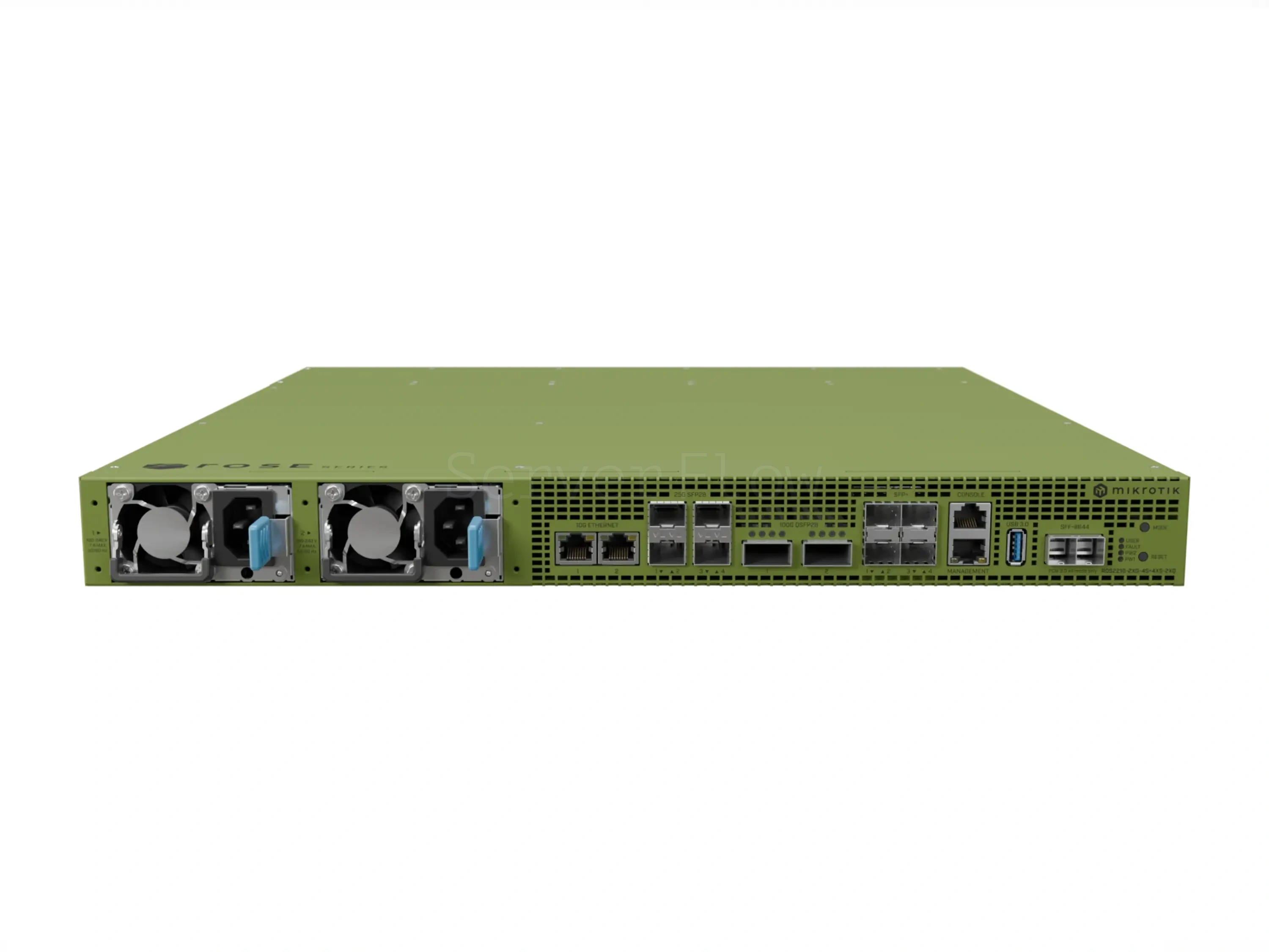 Коммутатор MikroTik RDS2216 ROSE Data server (2x RJ45 10 Гбит/с, 4x SFP+ 10 Гбит/с, 4x SFP28 25 Гбит/с, 2x QSFP28 100 Гбит/с)