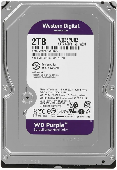 Жесткий диск WD Purple 2TB 3.5" SATA 6GB/s [WD23PURZ]
