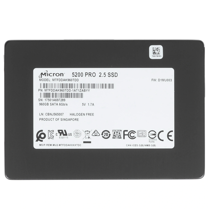SSD-накопитель Micron 5200 PRO 960GB 2.5" 6Gb/s [MTFDDAK960TDD-1AT1ZABYY]