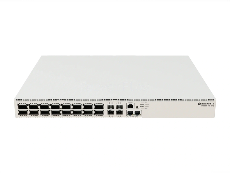 Коммутатор MikroTik CRS520-4XS-16XQ-RM (2x RJ45 10 Гбит/с, 4x SFP28 25 Гбит/с, 16x QSFP28 100 Гбит/с)