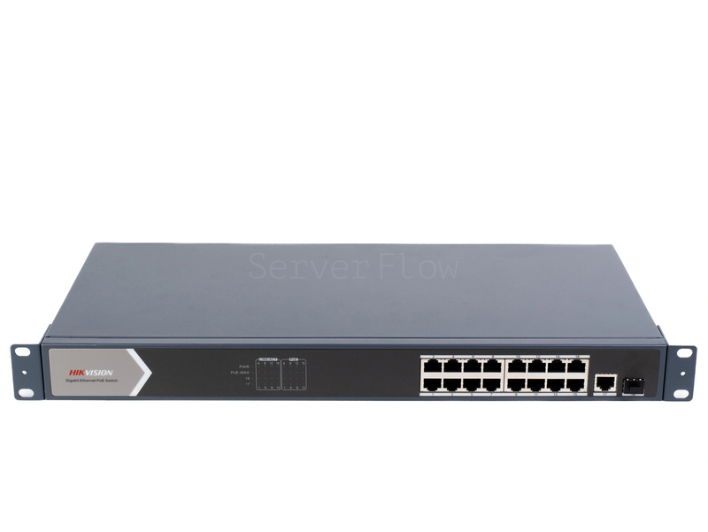 Коммутатор Hikvision DS-3E0518P-E (16x 1 Гбит/с PoE, 1x RJ45/SFP 1 Гбит/с)