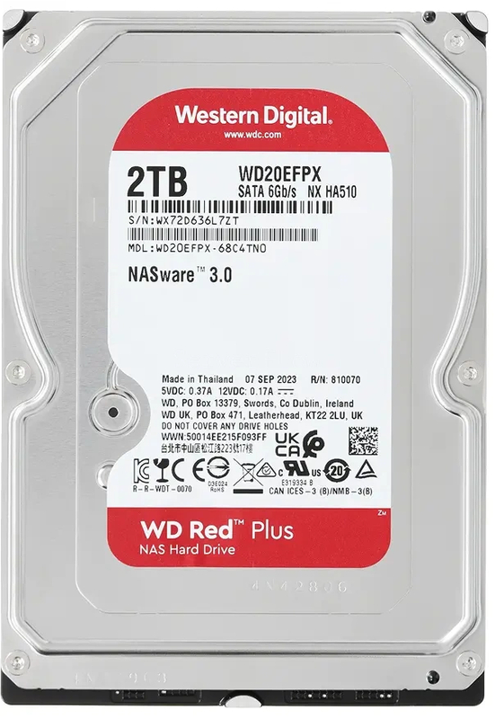 Жесткий диск WD Red Plus 2TB 3.5" SATA 6GB/s [WD20EFPX]
