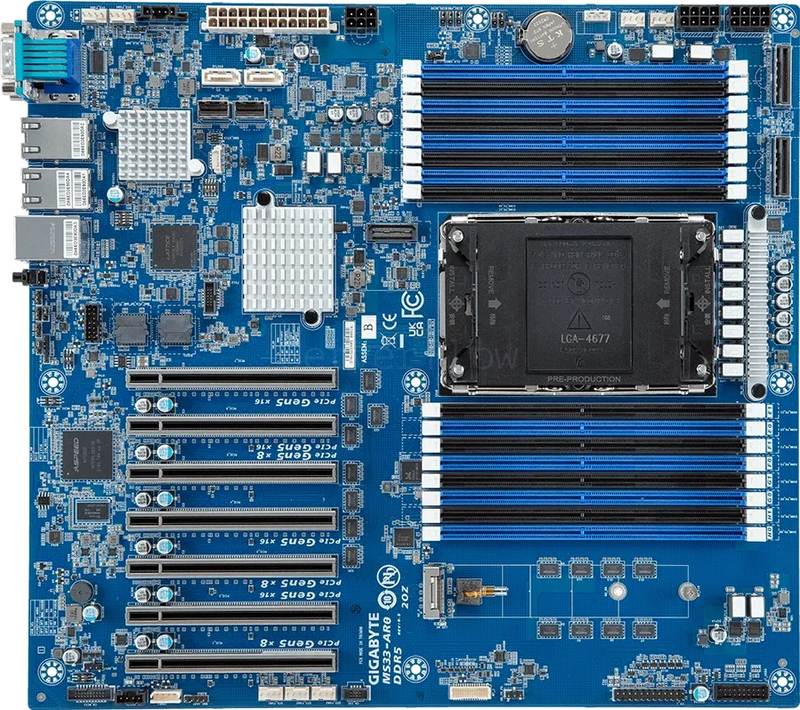 Материнская плата Gigabyte MS33-AR0 Rev 1.x/3.x (E-ATX, LGA4677, 16 DIMM)