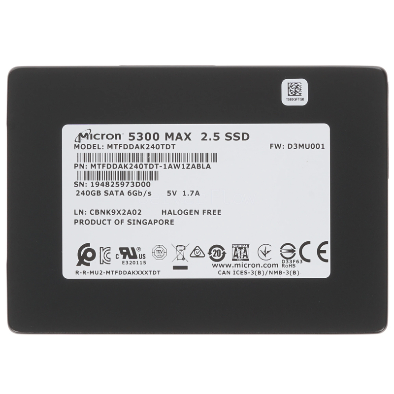 SSD-накопитель Micron (Lenovo) 5300 MAX 240GB 2.5" 6Gb/s [MTFDDAK240TDT-1AW1ZABLA]