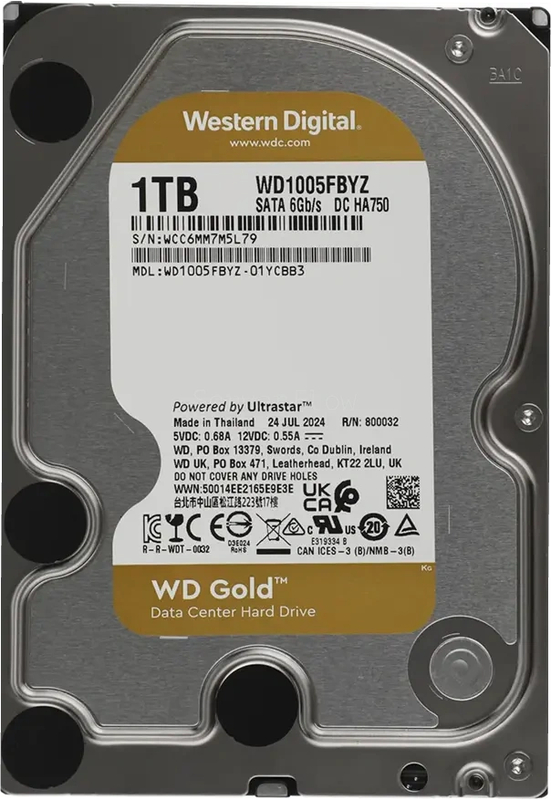 Жесткий диск WD Gold Enterprise 1TB 3.5" SATA 6GB/s [WD1005FBYZ]
