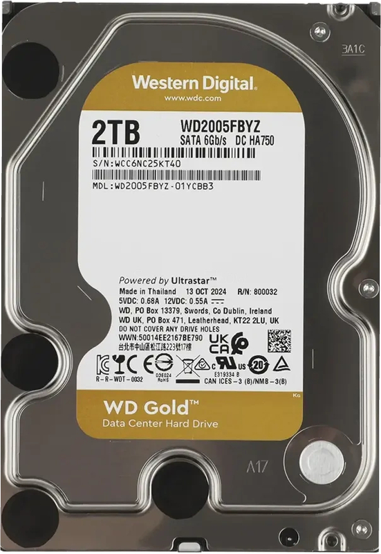 Жесткий диск WD Gold Enterprise 2TB 3.5" SATA 6GB/s [WD2005FBYZ]