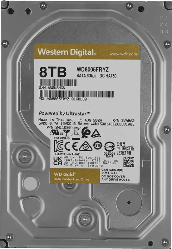 Жесткий диск WD Gold Enterprise 8TB 3.5" SATA 6GB/s [WD8005FRYZ]