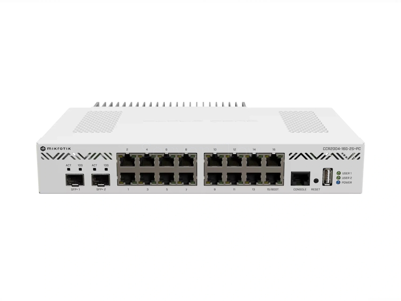 Коммутатор MikroTik CCR2004-16G-2S+PC (16x RJ45 1 Гбит/с, 2x SFP+ 10 Гбит/с)