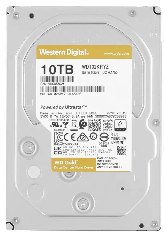 Жесткий диск WD Gold Enterprise 10TB 3.5" SATA 6GB/s [WD102KRYZ]