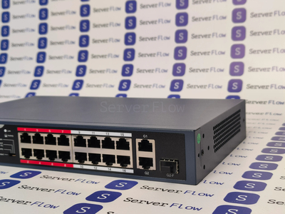 Коммутатор Hikvision DS-3E0318P-E/M (B) (16x 1 Гбит/с PoE, 2x RJ45/SFP 1 Гбит/с)