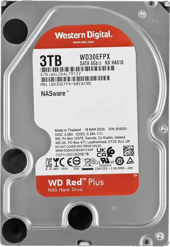 Жесткий диск WD Red Plus 3TB 3.5" SATA 6GB/s [WD30EFPX]