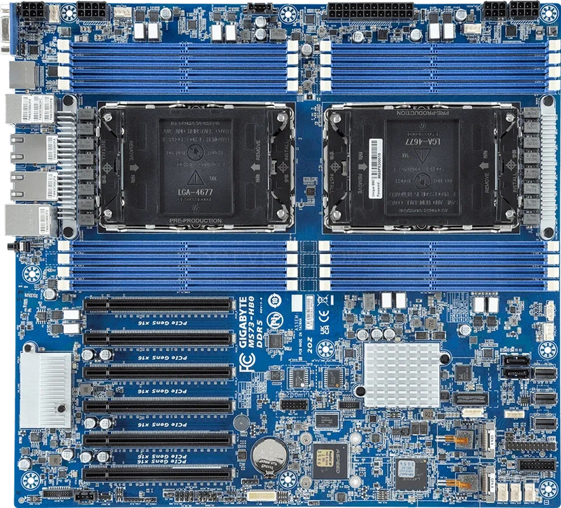 Материнская плата Gigabyte MS73-HB0 Rev 1.x/3.x (E-ATX, 2x LGA4677, 16 DIMM)
