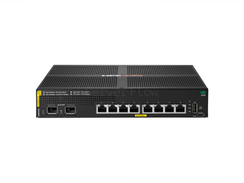 Коммутатор HPE Aruba CX 6000 8G Class4 PoE 2SFP 67W TAA (8x RJ-45 1 Гбит/с, 2x SFP 1 Гбит/с) [S4R29A]