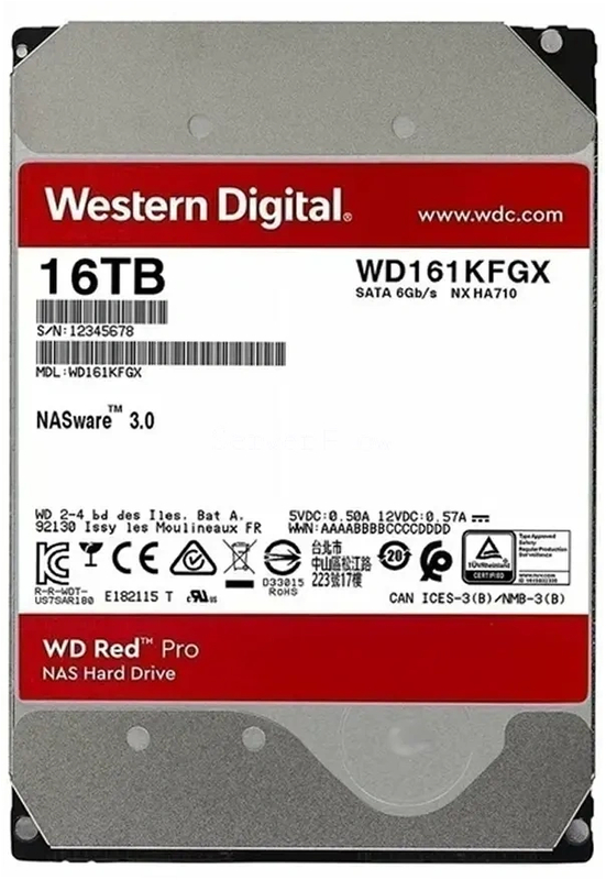 Жесткий диск WD Red Pro 16TB 3.5" SATA 6GB/s [WD161KFGX]