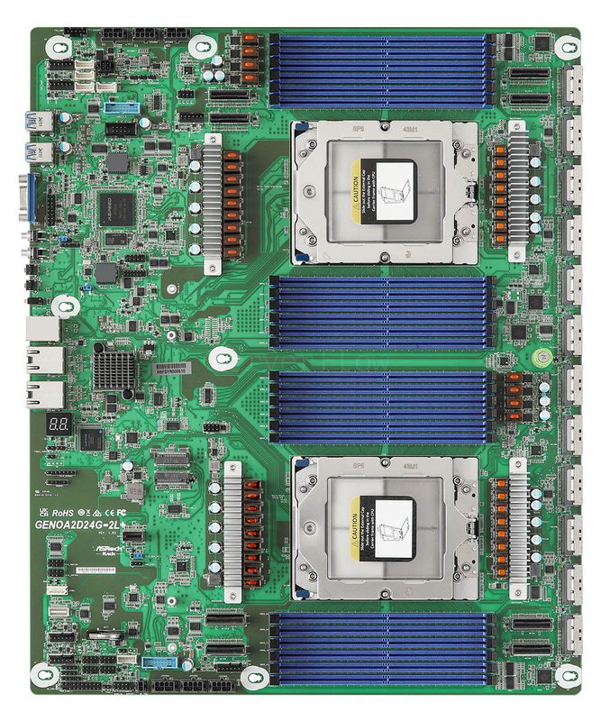 Материнская плата ASRock Rack GENOA2D24G-2L+ (Proprietary, 2x SP5, 24 DIMM)