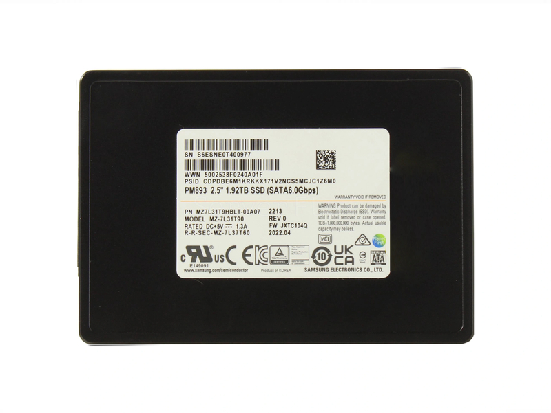 SSD-накопитель Samsung PM893 1.92TB 2.5" 6Gb/s [MZ7L31T9HBLT-00W07]