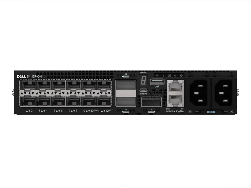 Коммутатор Dell PowerSwitch S4112F-ON PS/IO Airflow (12x SFP+ 10 Гбит/с, 3x QSFP28 100 Гбит/с)