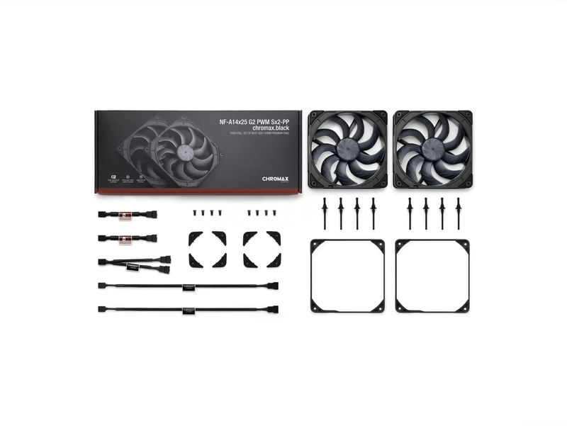 Комплект вентиляторов Noctua NF-A14x25 G2 PWM Sx2-PP chromax.black 140mm 3