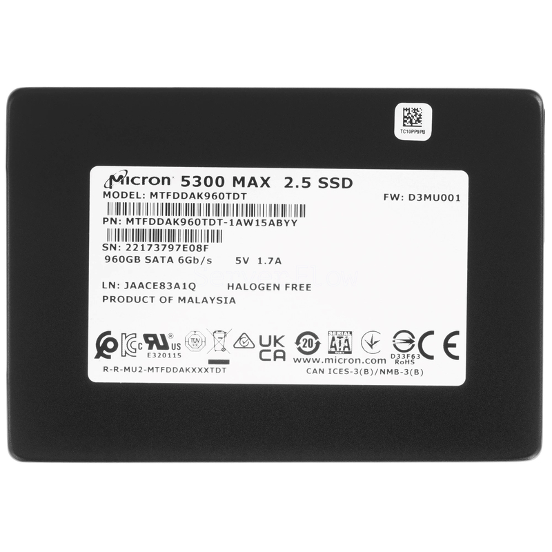 SSD-накопитель Micron 5300 MAX 960GB 2.5" 6Gb/s [MTFDDAK960TDT-1AW15ABYY]