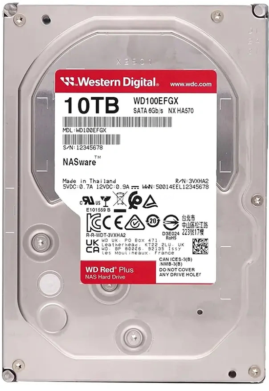 Жесткий диск WD Red Plus 10TB 3.5" SATA 6GB/s [WD100EFGX]