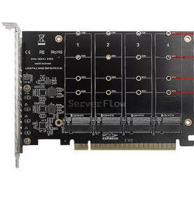 Переходник PCIe 3.0 x16, 4x M.2 (Full profile, NGFF 2280)