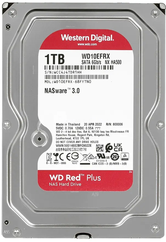 Жесткий диск WD Red Plus 1TB 3.5" SATA 6GB/s [WD10EFRX]