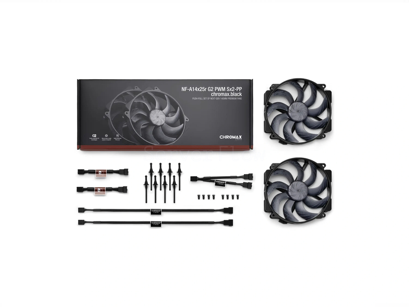 Комплект вентиляторов Noctua NF-A14x25r G2 PWM Sx2-PP chromax.black 140mm 3