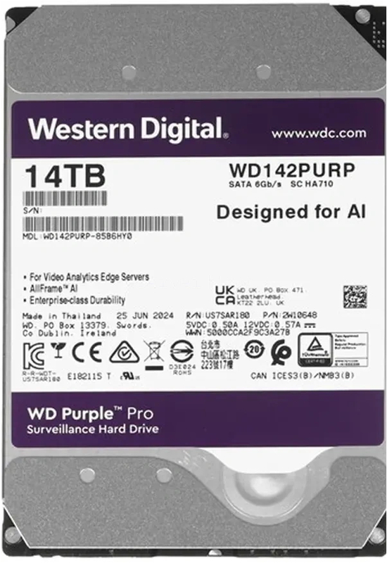 Жесткий диск WD Purple Pro 14TB 3.5" SATA 6GB/s [WD142PURP]