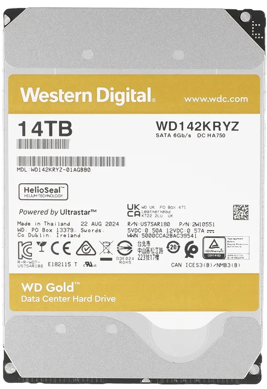 Жесткий диск WD Gold Enterprise 14TB 3.5" SATA 6GB/s [WD142KRYZ]