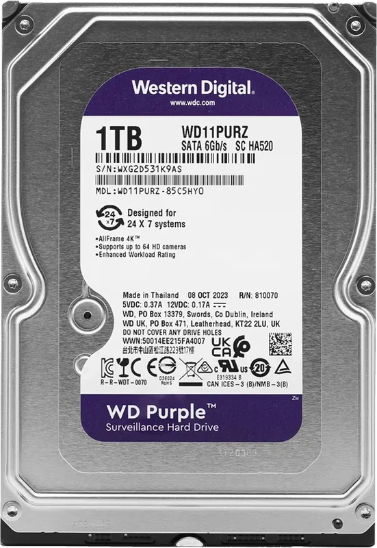 Жесткий диск WD Purple 1TB 3.5" SATA 6GB/s [WD11PURZ]