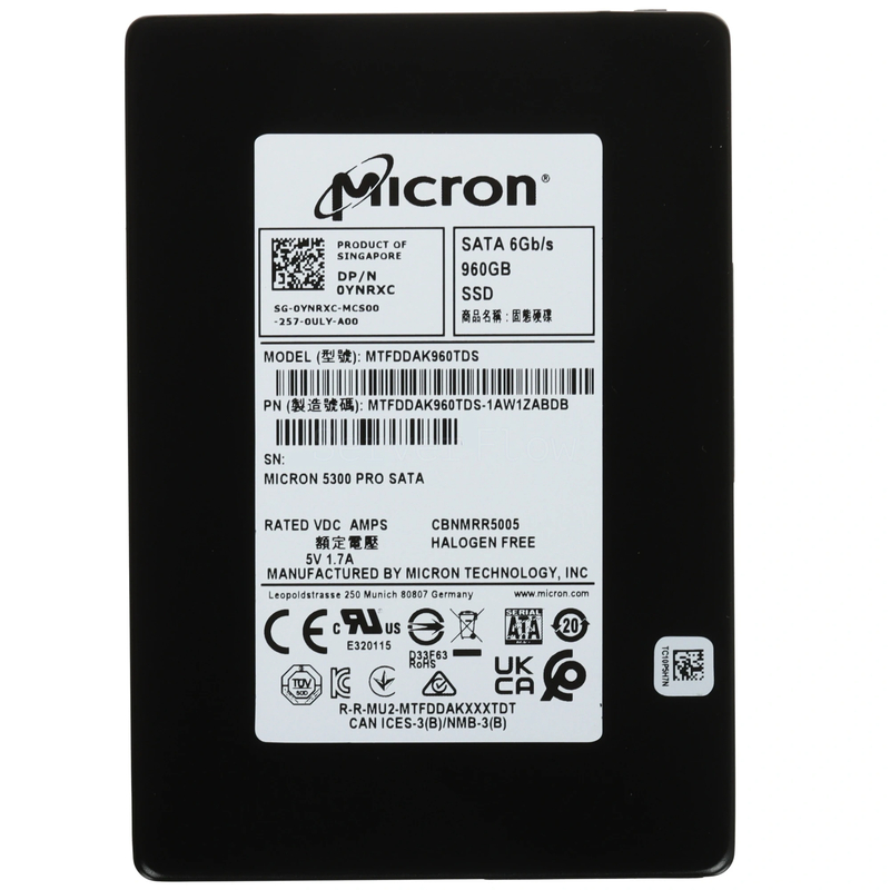 SSD-накопитель Micron (Dell) 5300 PRO 960GB 2.5" 6Gb/s [MTFDDAK960TDS-1AW1ZABDB]