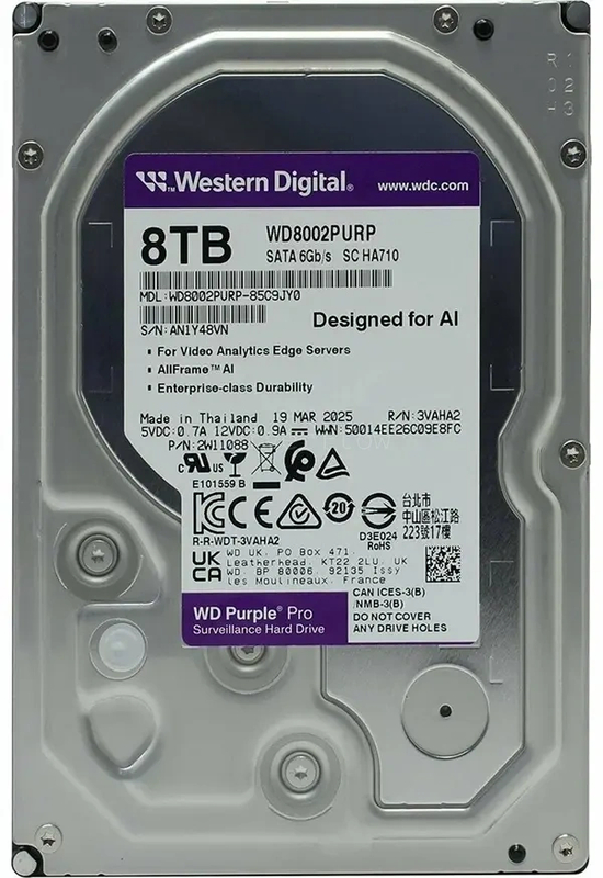 Жесткий диск WD Purple Pro 8TB 3.5" SATA 6GB/s [WD8002PURP]