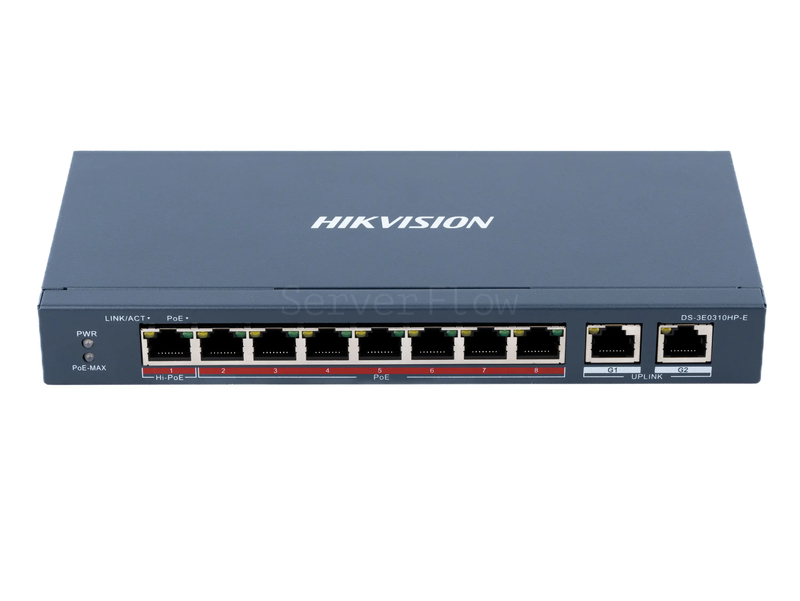Коммутатор Hikvision DS-3E0310HP-E (8x RJ45 100 Мбит/c PoE, 2x RJ45 1 Гбит/с)