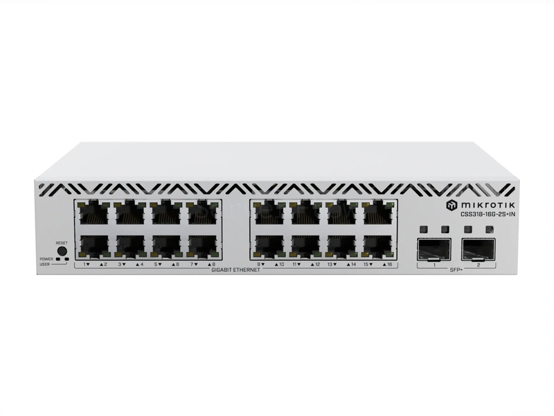 Коммутатор MikroTik CSS318-16G-2S+IN (16x RJ45 1 Гбит/с, 2x SFP+ 10 Гбит/с)