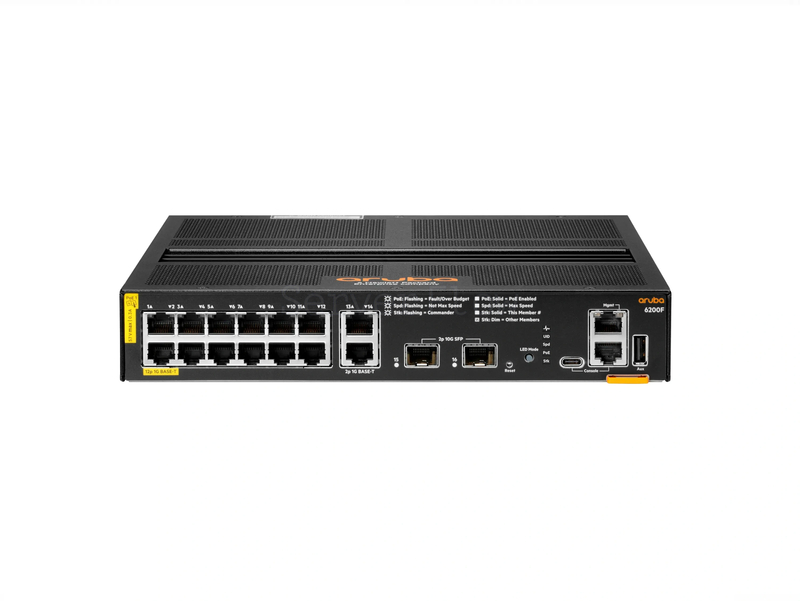 Коммутатор HPE Aruba CX 6200F 12G Class4 PoE 2G/2SFP+ 139W (14x RJ-45 1 Гбит/с, 2x SFP+ 10 Гбит/с) [R8Q72A]