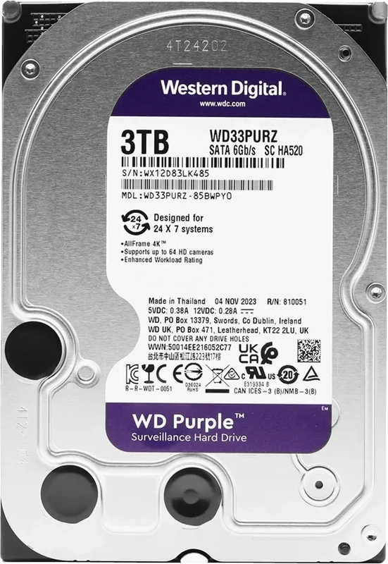 Жесткий диск WD Purple 3TB 3.5" SATA 6GB/s [WD33PURZ]