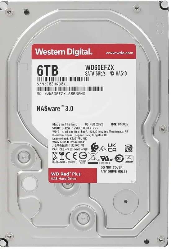 Жесткий диск WD Red Plus 6TB 3.5" SATA 6GB/s [WD60EFZX]